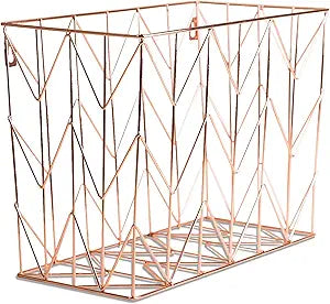 U Brands Hanging File Desk Organizer, Rose Gold Wire Metal - 854U02-06