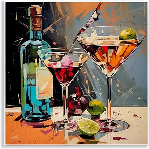 Martini Night Fruit Cocktail, 12 x 12 Inch Mounted Print on Wall Plaque