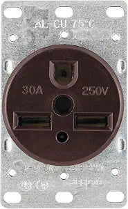 Eaton 1234 30-Amp 2-Pole, 3-Wire 250-Volts Heavy Duty Grade Flush Mount Power Receptacle, Brown