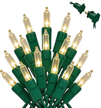 Christmas Lights Clear White 100 Count Incandescent String Light UL Certified Connectable 21feet Christmas Tree Lights for Indoor Outdoor Wedding Christmas Decorations Valentines Day Decor Green Wire