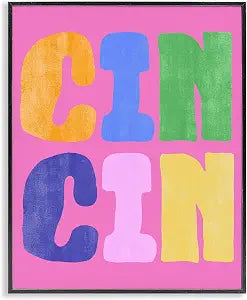 Cin Watercolor Typography Cheers, 16 x 20 Inch Framed Gicle Print
