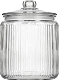 kitchentoolz 1 Gallon Ribbed Glass Cookie Jar with Lid - Ribbed Glass Jar with Lid - Airtight Food Storage Container for Cookies, Candy, Flour, Dog Treats