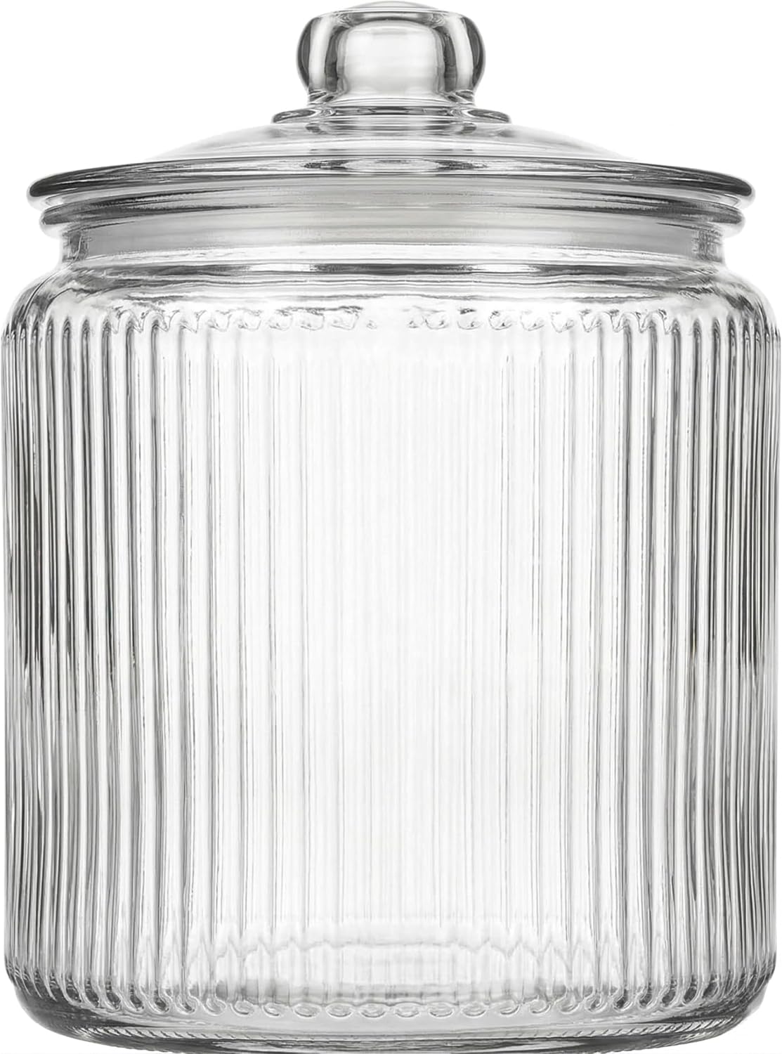 kitchentoolz 1 Gallon Ribbed Glass Cookie Jar with Lid - Ribbed Glass Jar with Lid - Airtight Food Storage Container for Cookies, Candy, Flour, Dog Treats
