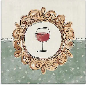 Wine with Classic Border Humor, 24 x 24 Inch Canvas Wall Art