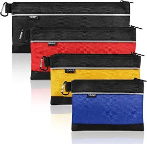 4 Pack Tool Pouch, Small Tool Bag with Zipper, 1680D Oxford Tool Pouches