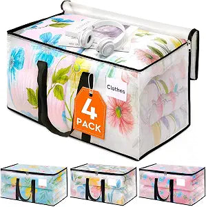 HomeHacks Moving Bags, Heavy Duty Storage Bags for Clothes, 4 Pack 93L