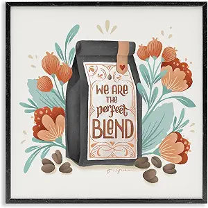 Perfect Blend Coffee Floral Romance, 17 x 17 Inch Framed Gicle Print