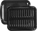 Broiler Pan for Oven - 16.75"x13" Non-Stick Porcelain Coated 2-Piece Set, Broiling Pan for Oven Safe Up to 500F, Drains Fat, Dishwasher Safe Broiler Pans for Steak, Bacon & Vegetable