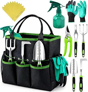 Heavy Duty Gardening Tools - Gardening Gifts for Women, Men, Mom, Dad - Durable, Ergonomic Garden Tools Set (Green)