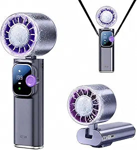 Portable Handheld Fan with Ice Cooling Personal Rechargeable Mini Neck Fan