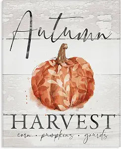 Autumn Harvest Pumpkin Floral, 24 x 30 Inch Canvas Wall Art
