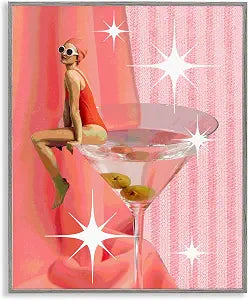 Vintage Swimmer on Drink, 16 x 20 Inch Framed Gicle Print
