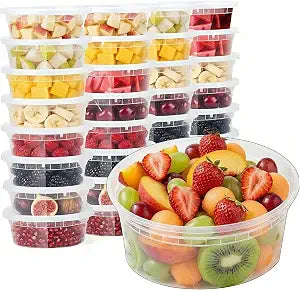Food Storage Containers [10 Set] x [8 oz] Plastic Deli Containers with Lids Slime Soup Meal Prep Containers | BPA Free | Stackable | Leakproof | Microwave/Dishwasher/Freezer (10 Set, 8 oz)