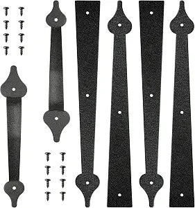 skysen Steel Garage Door Decorative Hinges Handles Accents Hardware kit Screw Mount,Black(tckls)