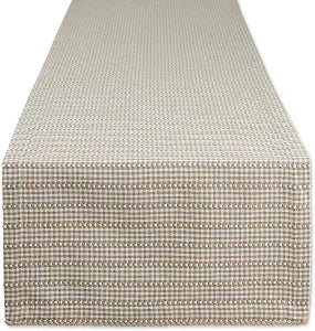 DII Farmhouse Gingham, Checked Tabletop Collection, Table Runner, 14x108, Stone
