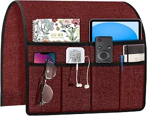 Joywell Remote Control Holder Armchair Caddy Armrest Organizer Burgundy