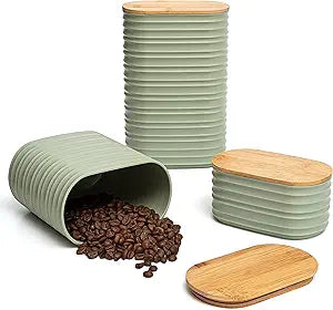 Mixpresso 3 Pcs Green Canisters Sets for the Kitchen, Coffee Containers