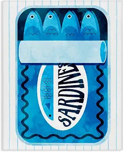 Blue Canned Sardines Nautical, 16 x 20 Inch Canvas Wall Art
