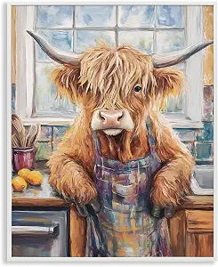 Chef Cow Kitchen Farmhouse, 11 x 14 Inch Framed Gicle Print