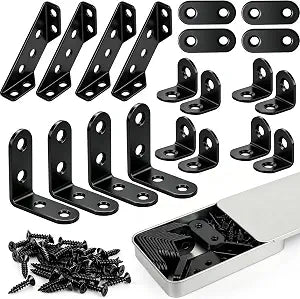 20 Pack L Bracket Corner Brace Kit, 4 Sizes Stainless Steel Corner Bracket
