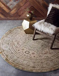 Unique Loom Palace Collection Area Rug (3' 3" Round, Light Green/ Brown)