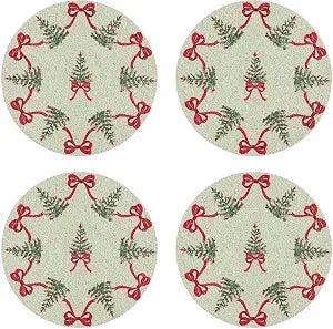 Avanti Linens - Holiday Woven Braided Round Placemat Set, 4 Piece Placemats