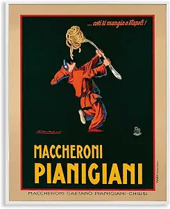 Stupell Industries 'Maccheroni Pianigiani Vintage Poster', Framed Giclee Art, White, 16 x 20 Inches, Easy to Hang and Sturdy, Made in USA, by Marcello Dudovich