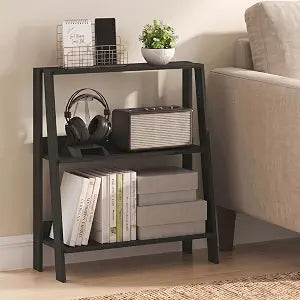 Furinno Ladder Shelf, 3-Tier Ladder Book Shelf, Bookcase, Espresso