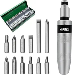 AUPREX Manual Impact Screwdriver, 1/2 Reversible Hand Impact Driver Set, Hammer Screwdriver with 12-Piece CR-V Slotted, Phillips, Hexagonal Bits Set for Removing Rusted Fasteners or Frozen Bolts