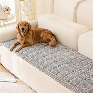 KRFOONN Couch Cover for Dogs Washable Sofa Covers for 3 Cushion Non-Slip Fuzzy Couch Cushion Covers Sofa Slipcovers Furniture Protector with Elastic Straps for Dogs Pets Mat (Light Grey, 27.6" x 59")