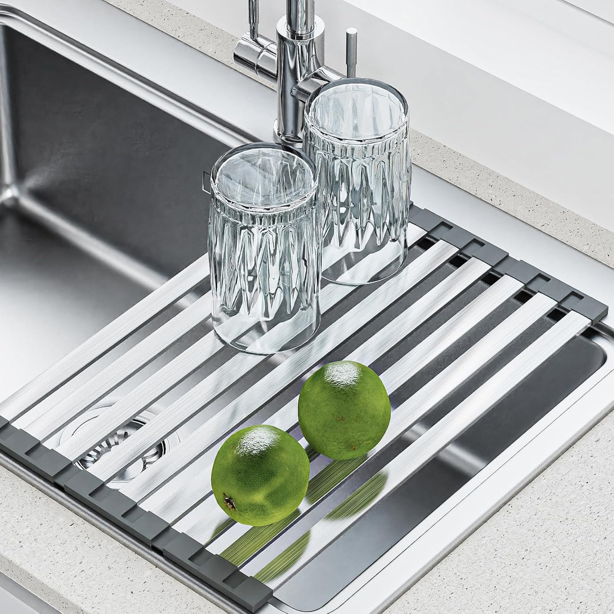 GSlife Over Sink Dish Drying Rack Roll Up Stainless Steel 17.5"x11.57"