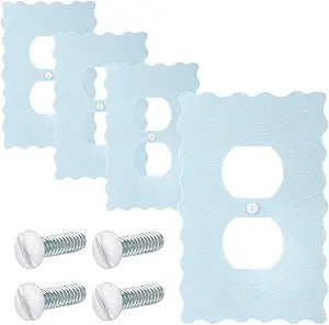 Relaxweex 4 Pcs Scalloped Metal Outlet Covers Wall Plates, Blue