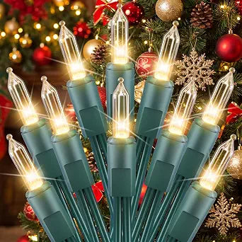Minetom Clear Christmas String Lights 100 Count 20 Feet Incandescent Bulb