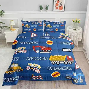 Datura home Kids Comforter Set Butterfly Printed Pattern Bedding Set with 1 Comforter and 2 Pillowcases for Girls Boys Bedroom All Season(Truck Twin)