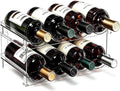 Plastic Stackable Wine Rack, Water Bottle Organizer, 2 Tier Hold 8 Bottles