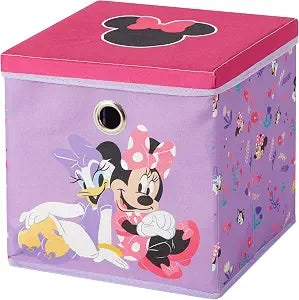 Idea Nuova Disney Minnie Mouse Collapsible Fabric Storage Cube,10 Organizer Bin with Lid for Bedroom, Playroom, and Closet