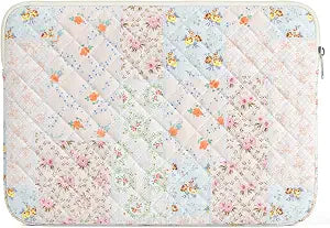 13-14 inch Cotton Quilted Laptop Sleeve for Women, Aesthetic Puffy Laptop Case Carrying Bag Compatible with MacBook Air/Pro 13/Pro 14, Soft Computer Liner Bag (Coloful Pin, 13.3 inch)