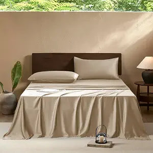 EVERLY Twin Sheets Set,Luxuriously 400 Thread Count Organic Viscose Derived from Bamboo Bed Sheet,Cooling Sheets for Twin Size 3 Piece Deep Pockets Bedding Sheets-Champagne