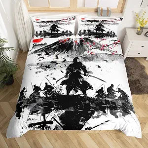 Feelyou Japanese Samurai Duvet Cover Queen Size Boys Girls Teens