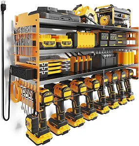 NEWBULIG Large 33" Power Tool Organizer with 4-Outlet Power Strip
