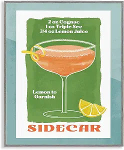 Retro Sidecar Recipe Kitchen, 11 x 14 Inch Framed Gicle Print