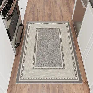 Ottomanson 3x5 Area Rug for Entryway  Non-Slip Kitchen Rugs, Light Gray