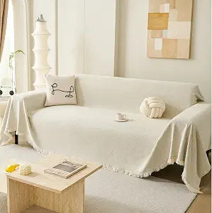 Deep Dream Beige Couch Cover, Soft Chenille Couch Covers for 3 Cushion Couch, Thick Sofa Slipcover Washable Sofa Cover Furniture Protector for Dogs, 71"x150"