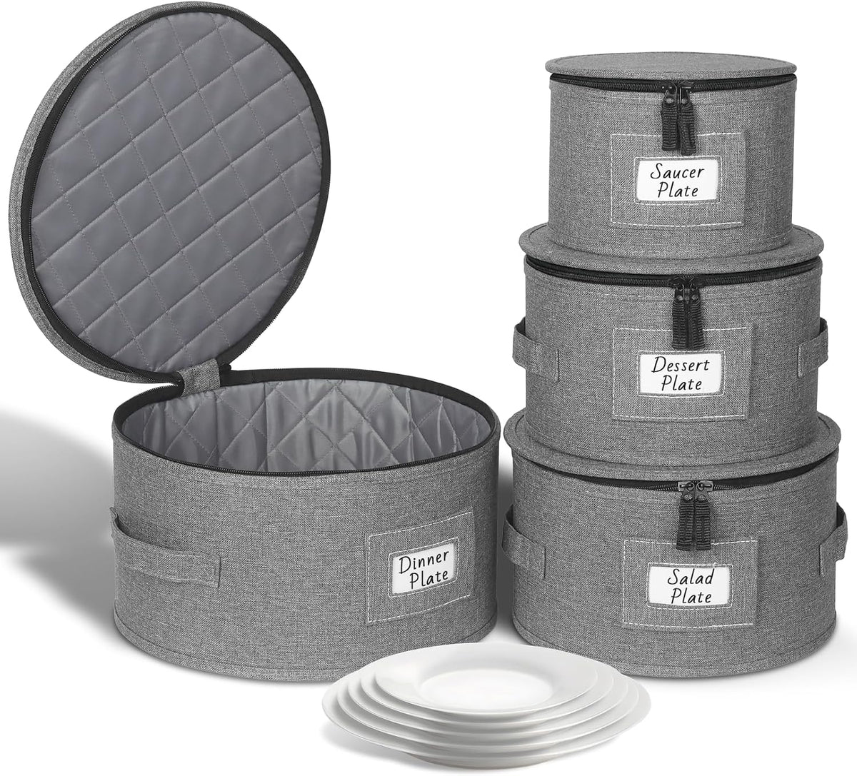 Kukikan China Storage Container, Hard Shell for Moving, 4 Pack Dish Storage