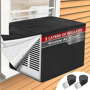 Window Air Conditioner Covers for Outside, 21"W x 15"H x 16"D, Black