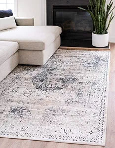 Unique Loom Chateau Collection Area Rug - Hoover (2' 2" x 3' 1" Rectangle, Dark Blue/ Beige)