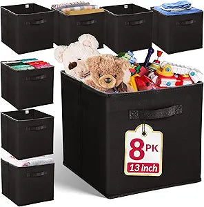 Reli. 13x13x13 Storage Cube Bins (8 Pack) | Large Cube Organizer Bins