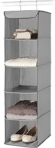 Whitmor 5 Section Closet Organizer - Hanging Shelves with Sturdy Metal Frame