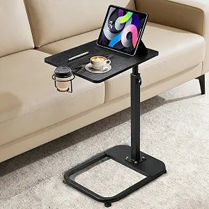 facka Adjustable C-Shaped TV Tray Table 18-32 Inch Height Couch Table