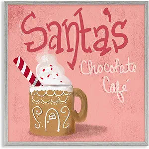 Santa's Chocolate Cafe Holiday Sign, 12 x 12 Inch Framed Gicle Print